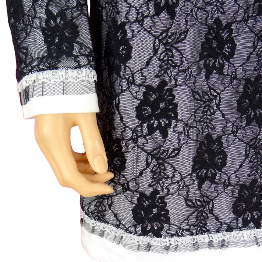 CACHE  Black White Lace Jacket Skirt Suit Size 6 - Picture 7 of 8
